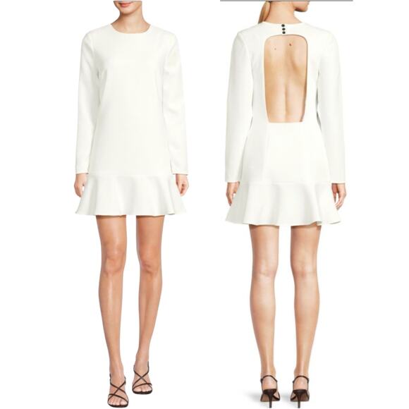 The Kooples Solid Cutout Mini Peplum Dress White Size 1 (S) NWT - Picture 1 of 5